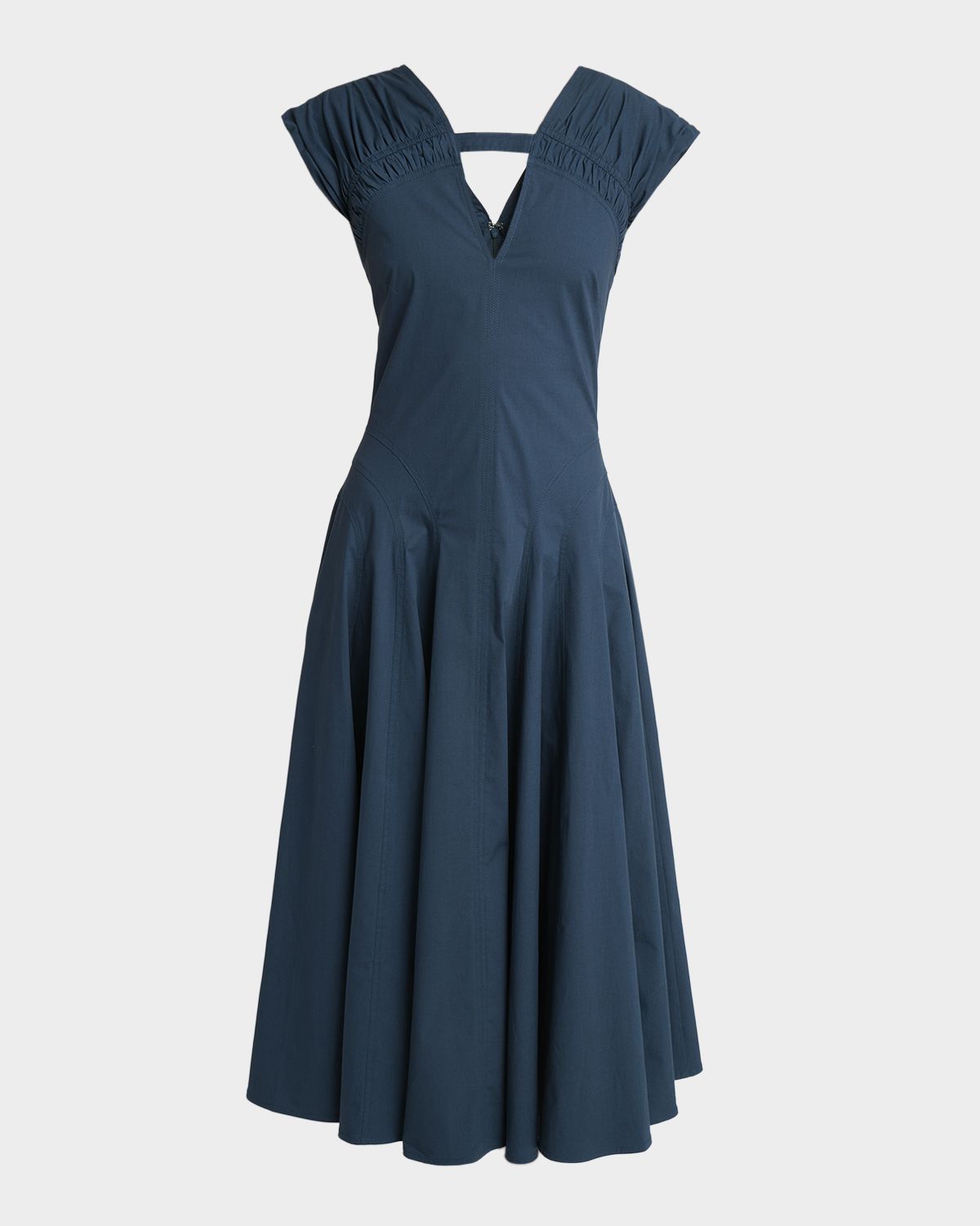 Proenza Schouler Manoela Poplin V-Neck Midi Dress