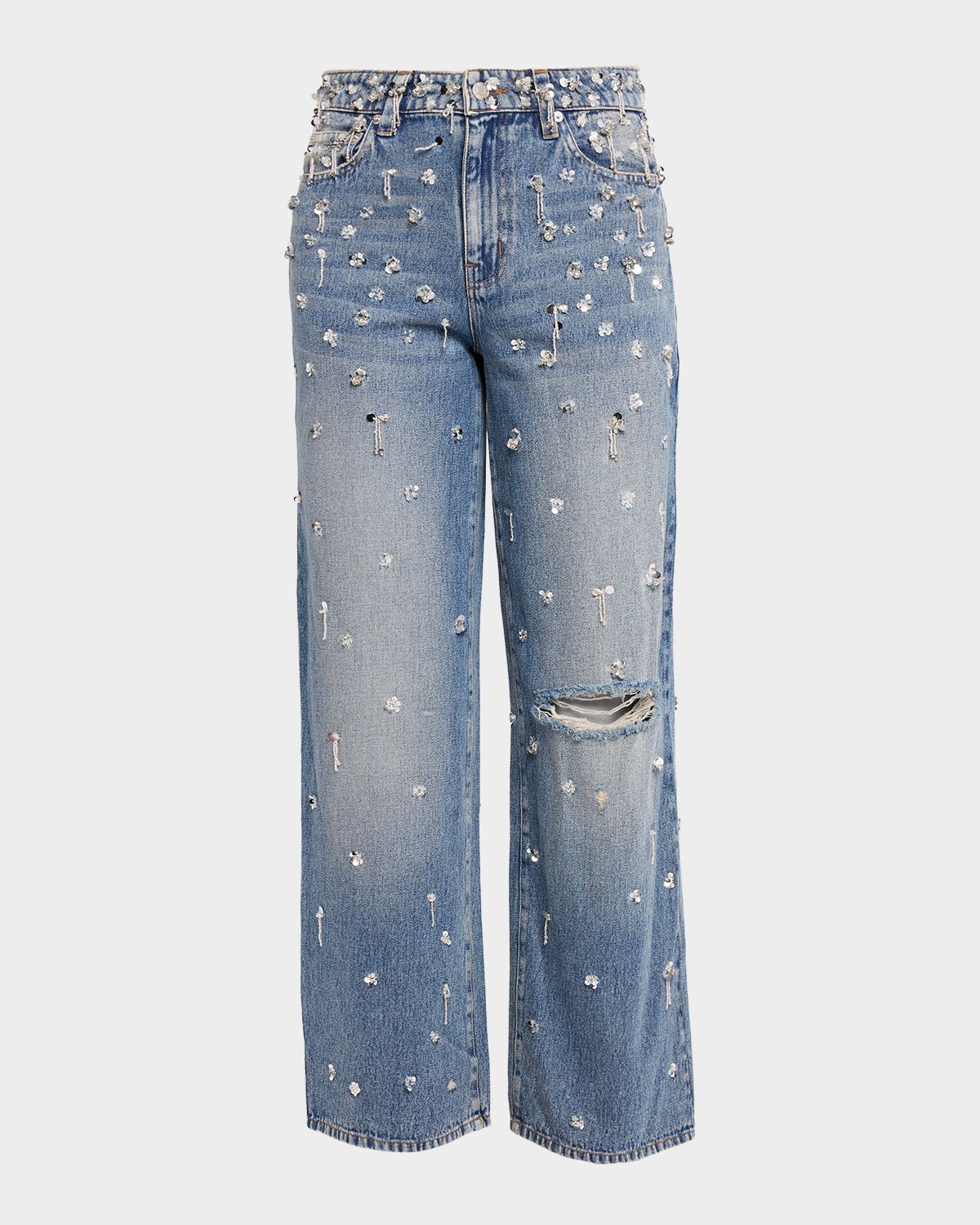 SIMKHAI Zealand Embellished Wide Ankle Jeans