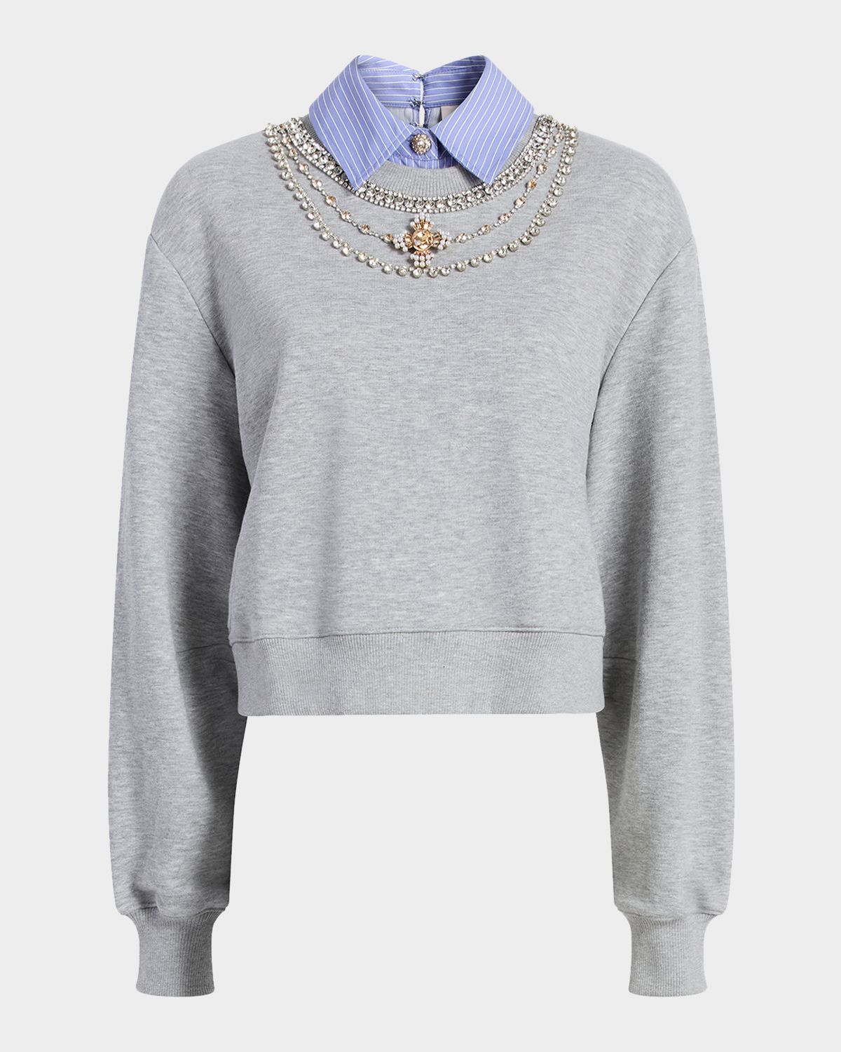 Cinq a Sept Lavina Mixed-Media Pullover Sweater