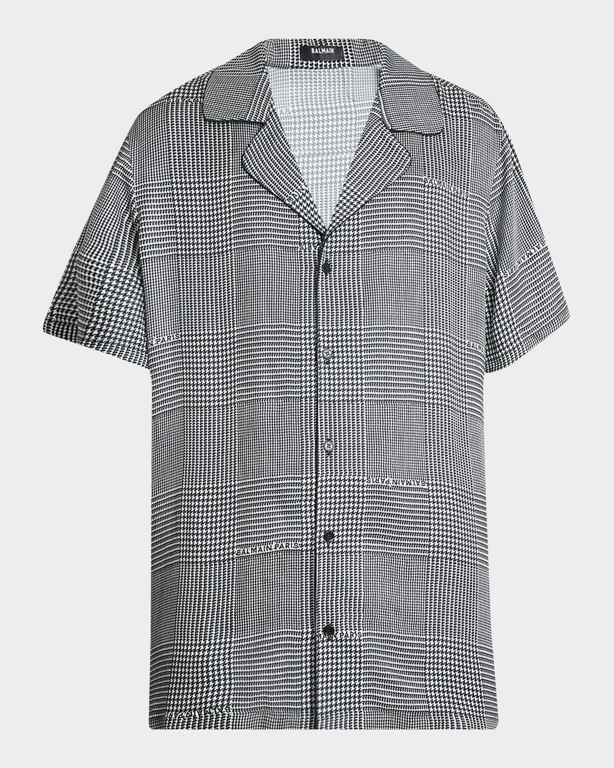 Balmain en 's Prince of Wales Logo Viscose Short-Sleeve Shirt
