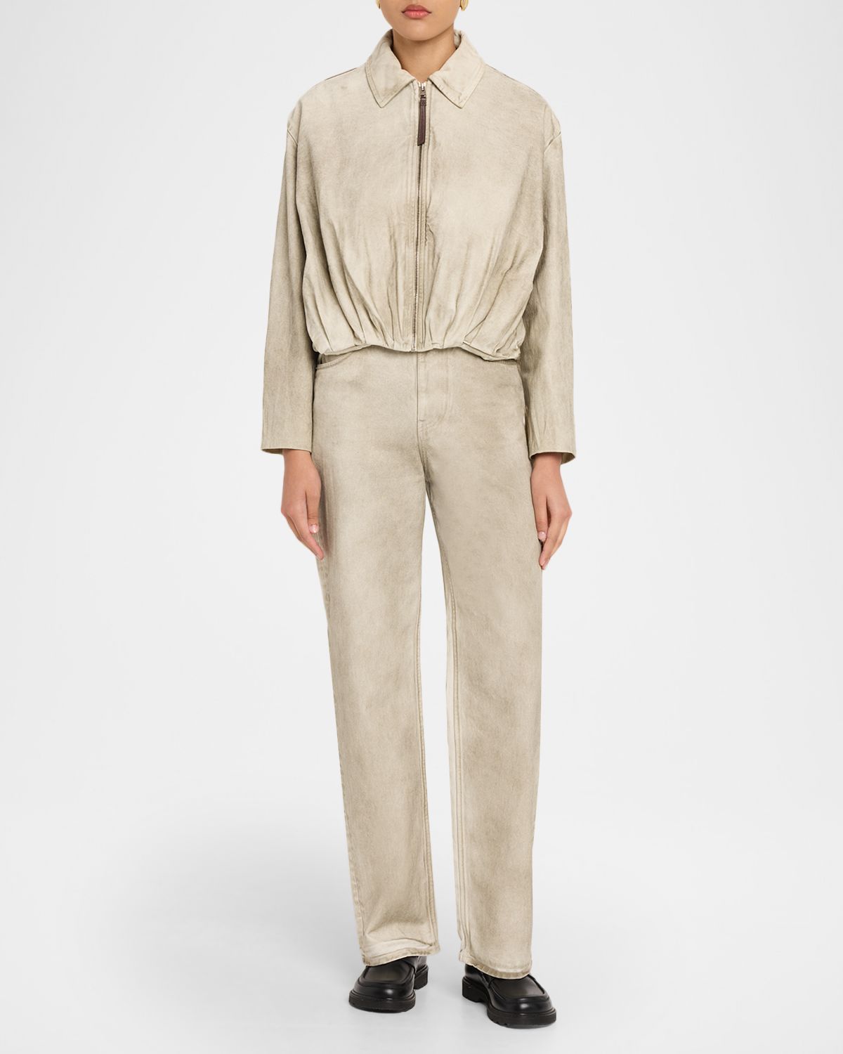 Loewe Coated Denim Cinched Straight-Leg Jeans