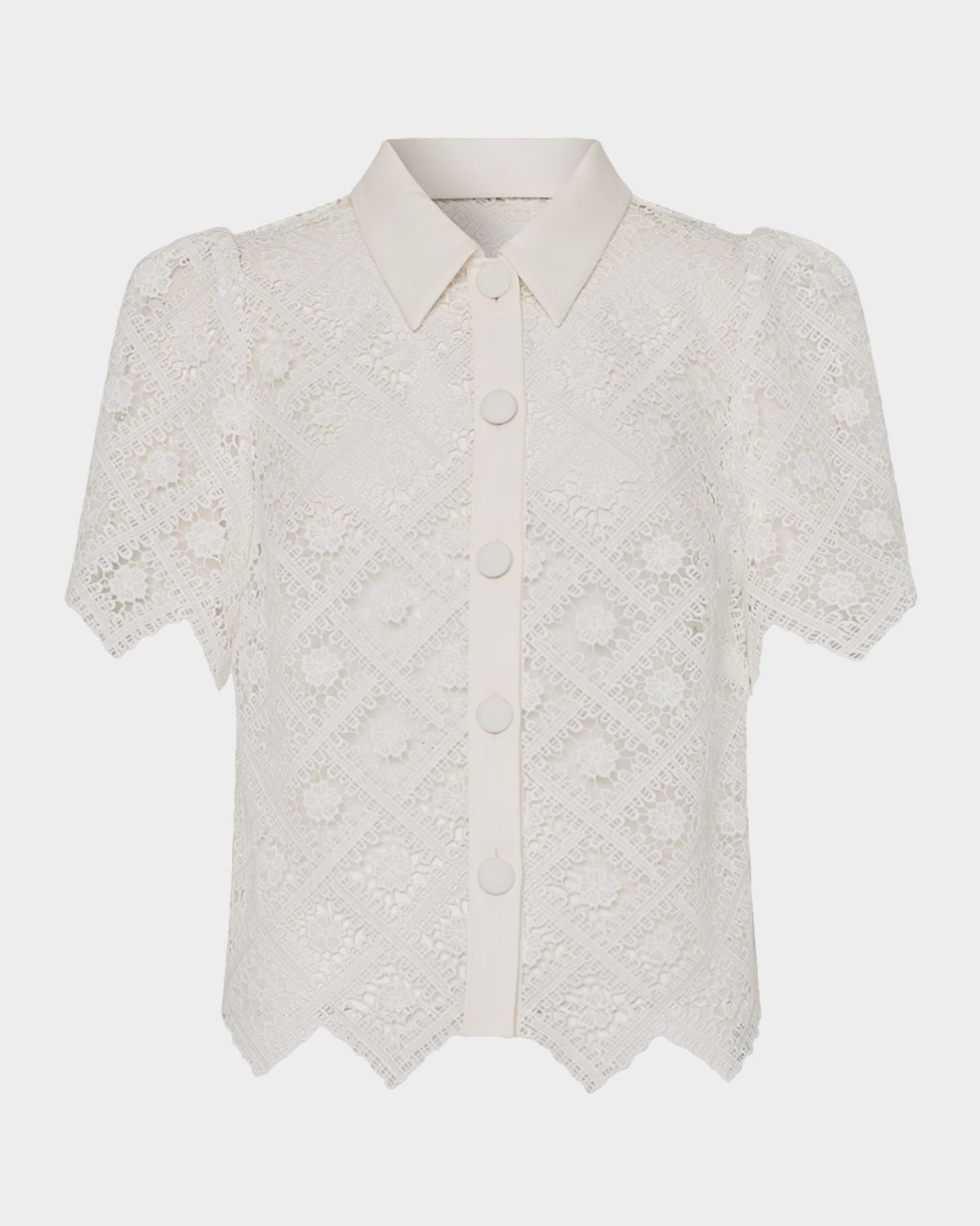 Milly Addison Geometric Floral Lace Blouse