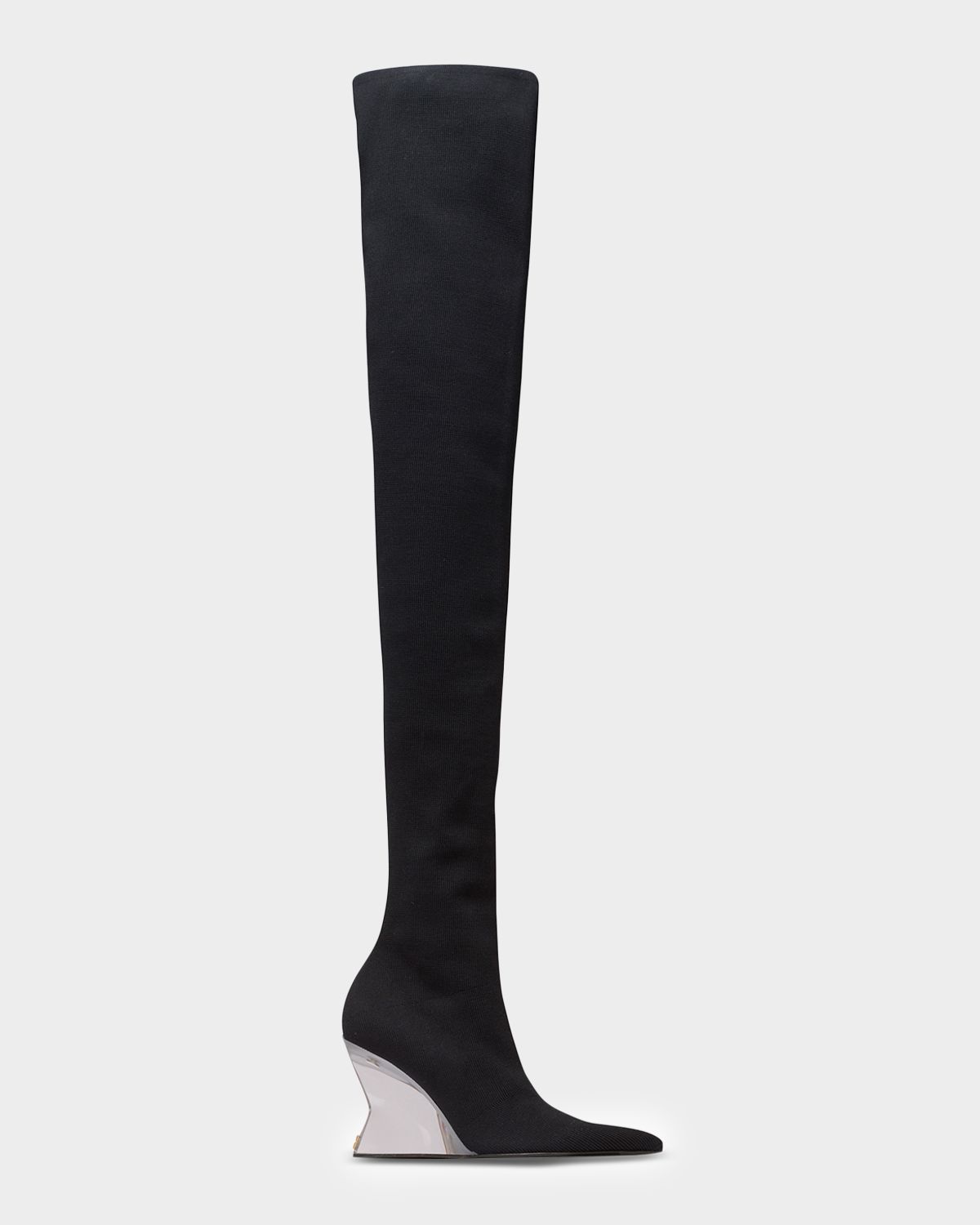 Balmain Wedge Knit Thigh-High Boots