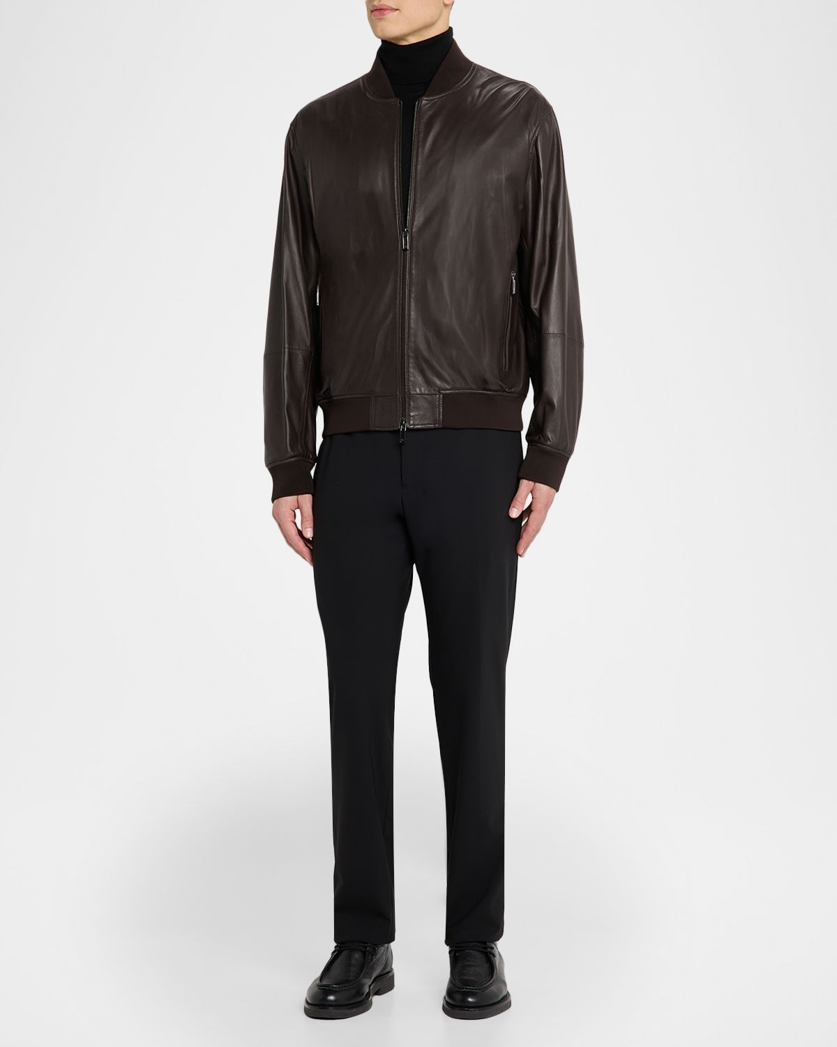 Emporio Armani Men 's Leather Knit-Trim Jacket | Thumbnail 5