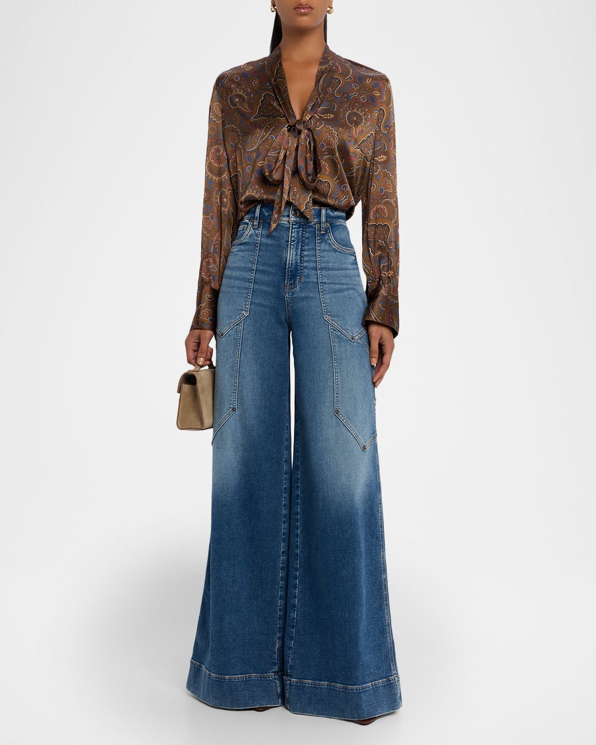 Veronica Beard Freddy Wide-Leg Cargo Jeans