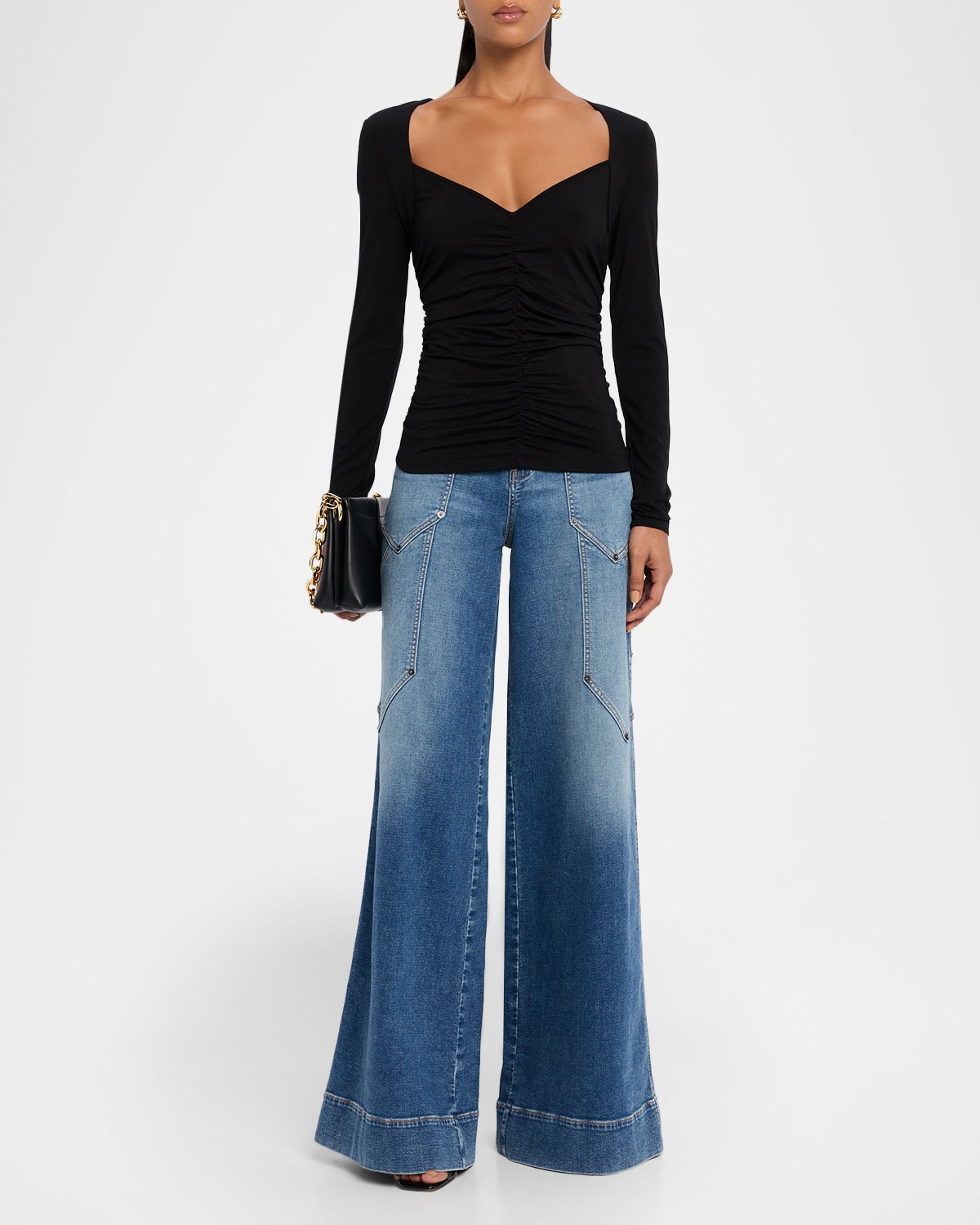 Veronica Beard Salem Ruched Jersey Top