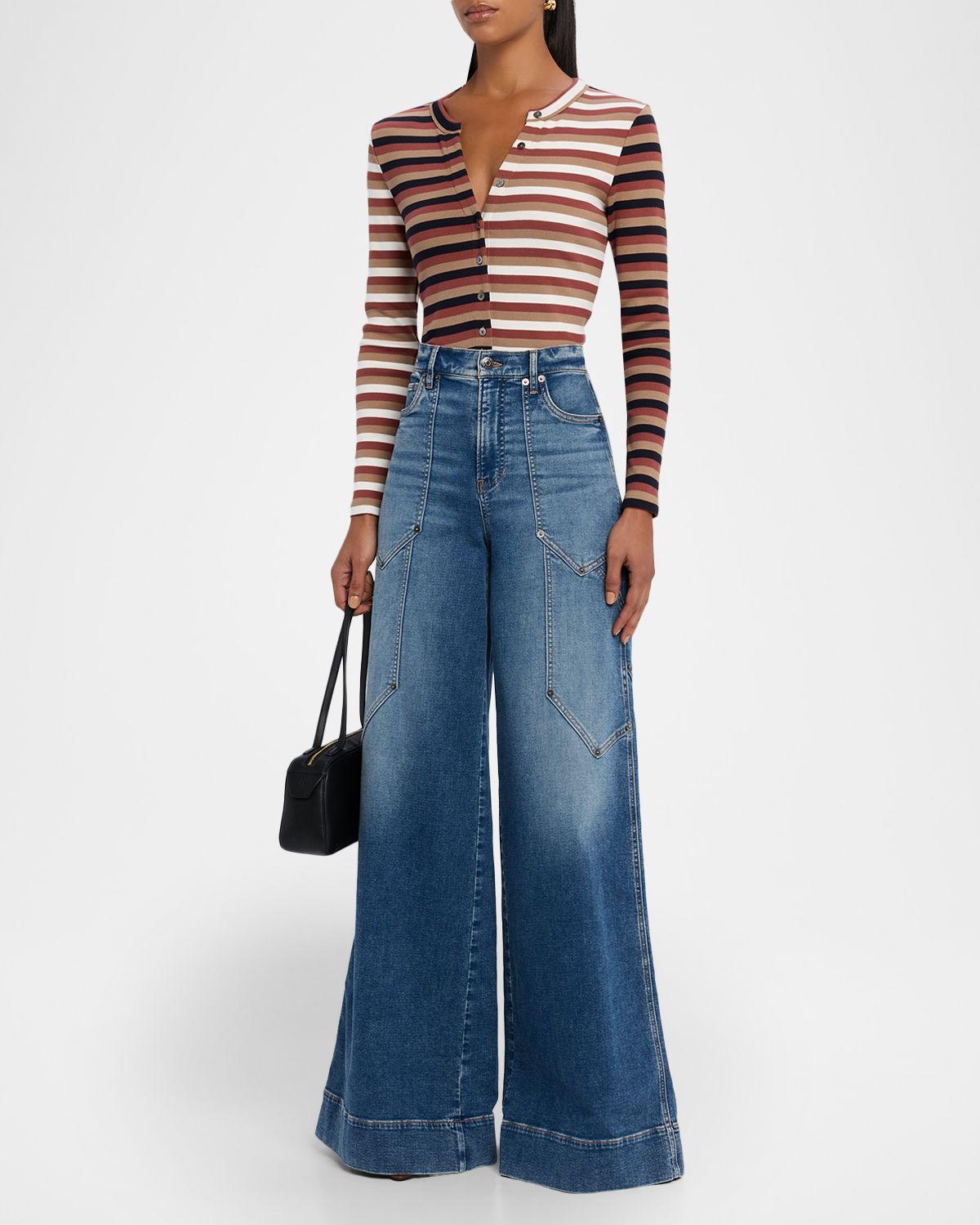 Veronica Beard Ibra Color-Block Merino Wool Cardigan