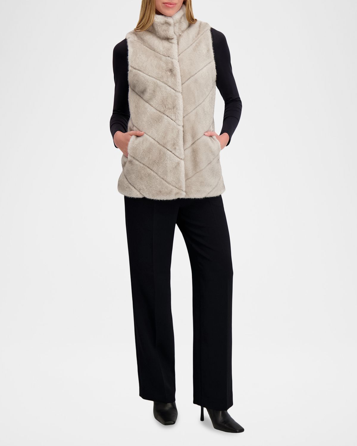 Lyla Grant Fur-Free Chevron Faux Mink Vest | Thumbnail 4