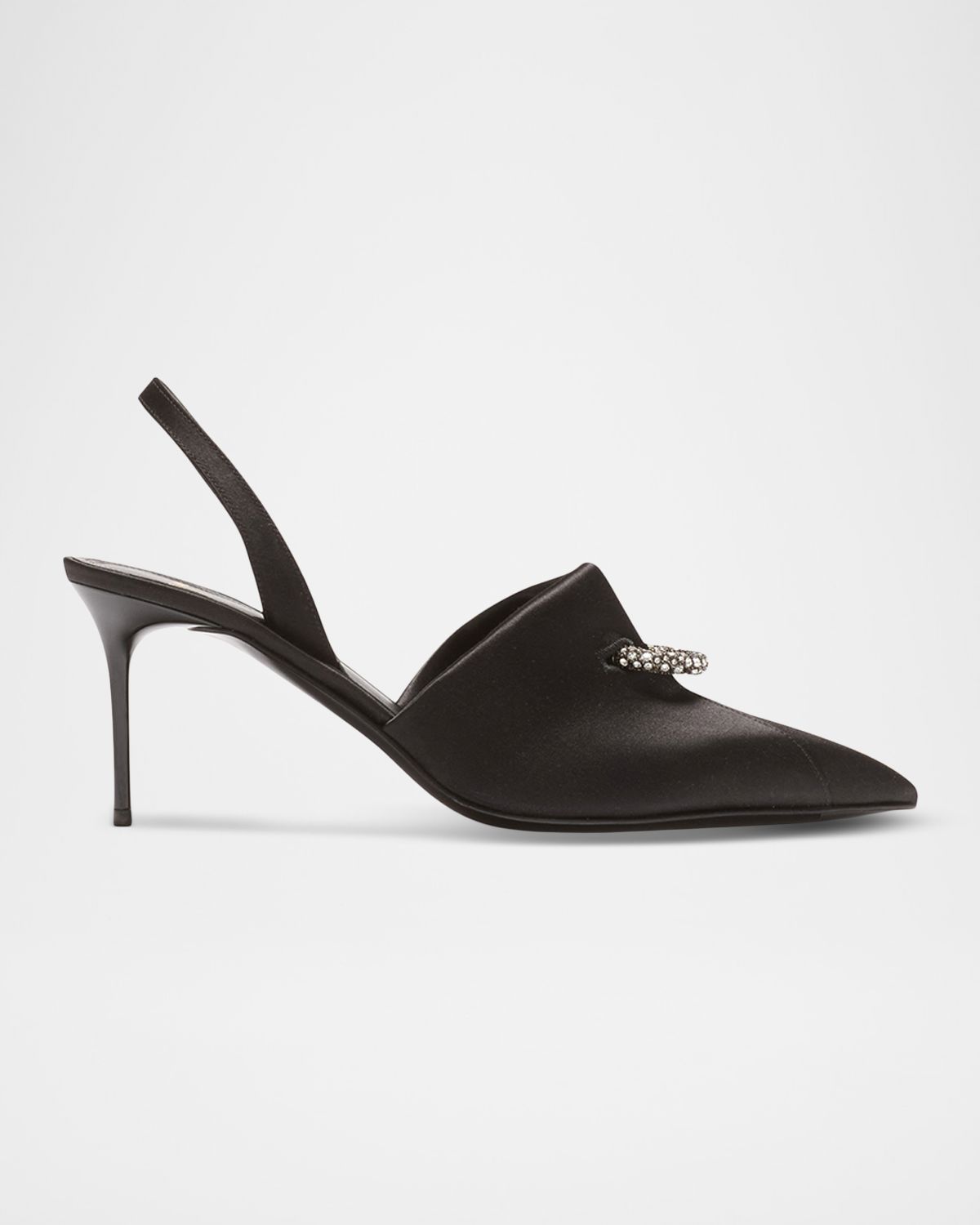 Balmain 5mm Opa Noir Pierced Satin Slingback Pumps