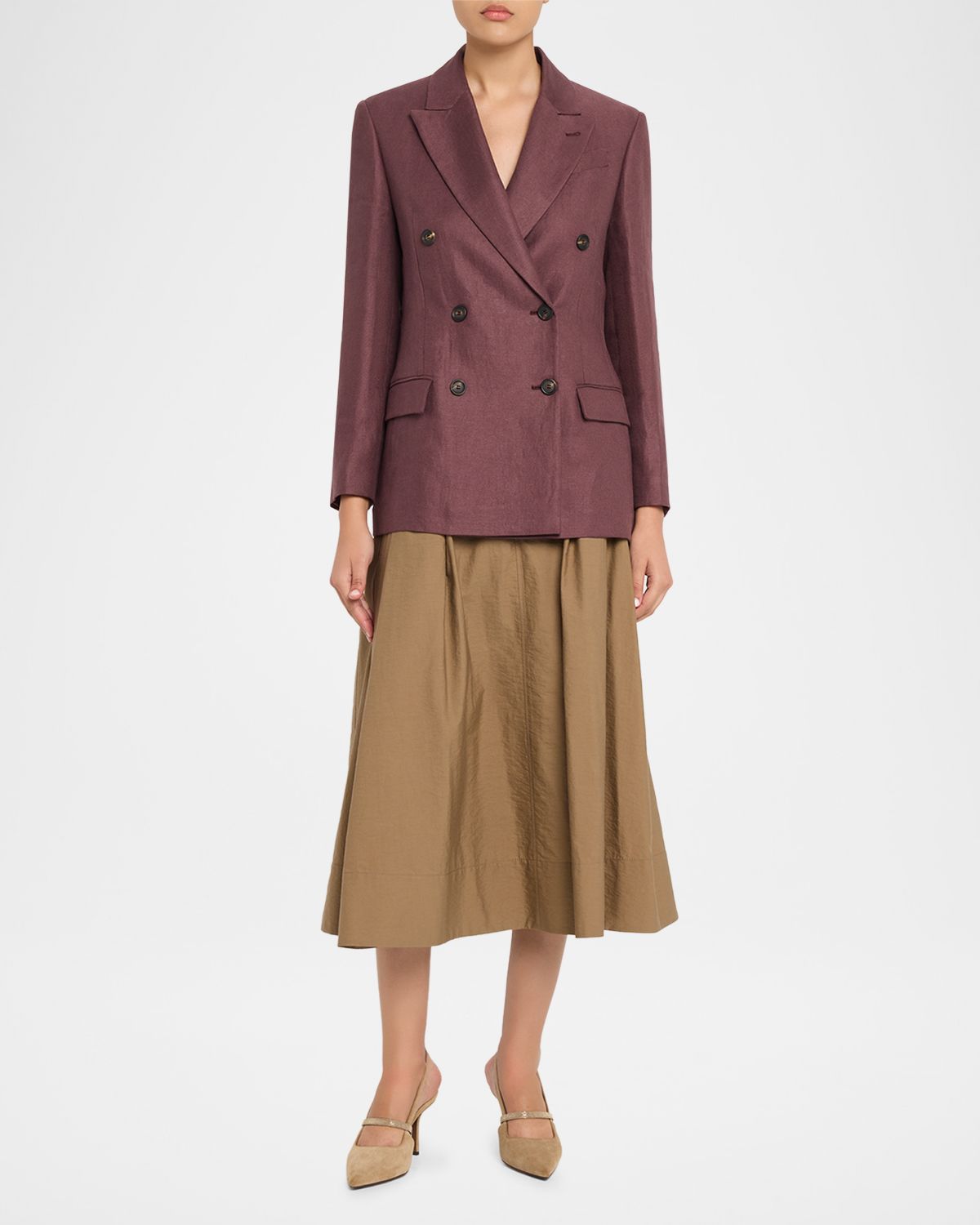 Brunello Cucinelli Double-Breasted Linen Suit Jacket