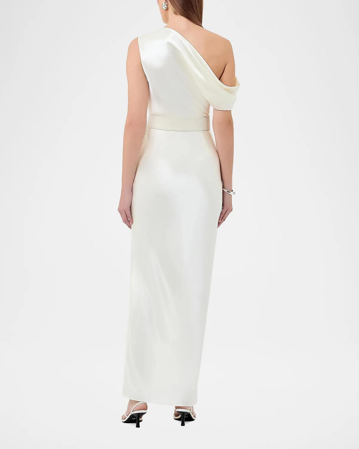 NICHOLAS Eartha Off-Shoulder Bodycon Satin Gown | Thumbnail 3 NICHOLAS Eartha Off-Shoulder Bodycon Satin Gown | Thumbnail 3