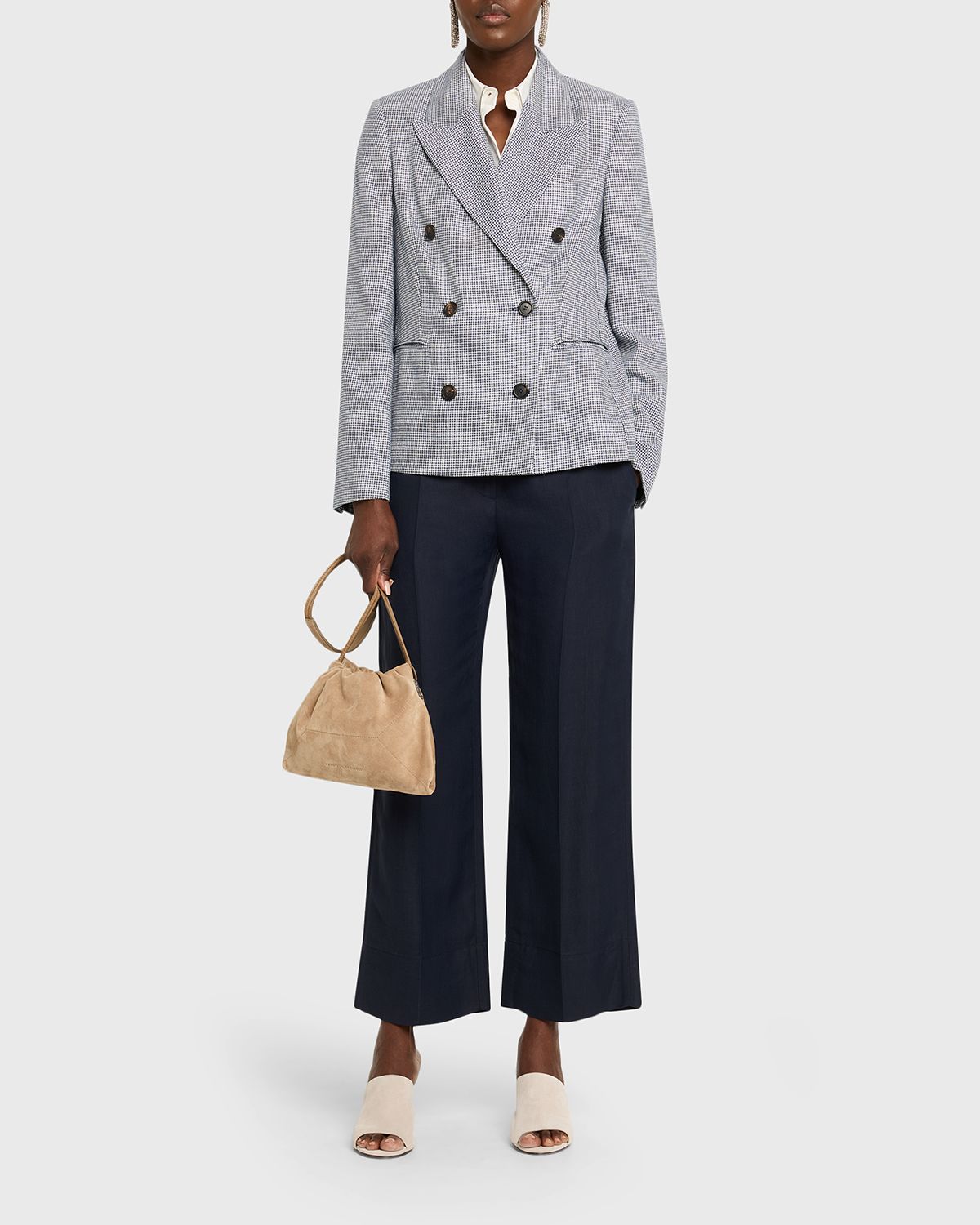 Brunello Cucinelli Linen Twill Wide-Leg Crop Cigarette Pants