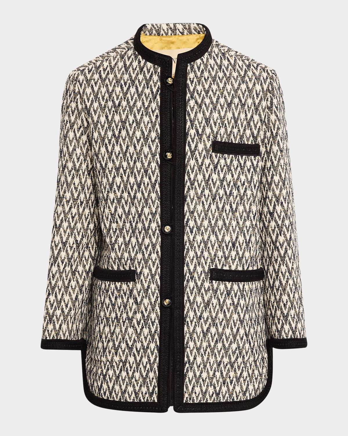 Valentino Garavani Geometric Woven Collarless Jacket | Thumbnail 6 Valentino Garavani Geometric Woven Collarless Jacket | Thumbnail 6