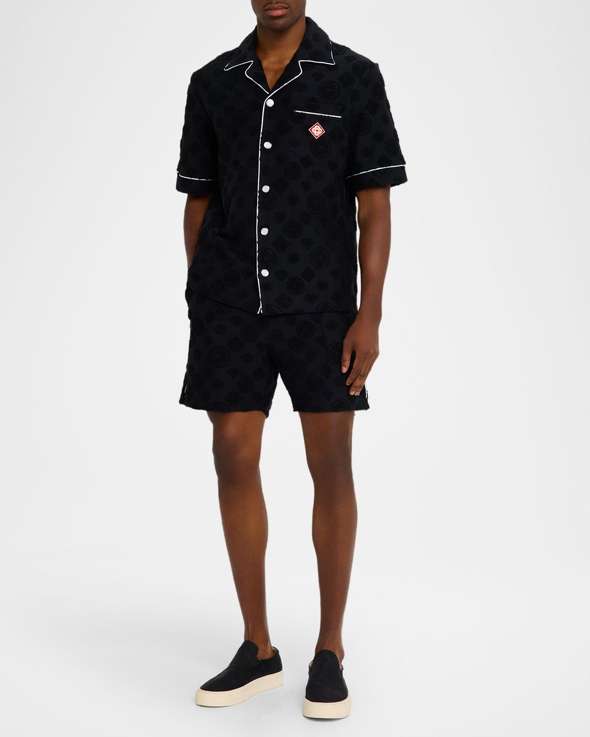 Casablanca Men 's Towelling Monogram Short-Sleeve Shirt | Thumbnail 5 Casablanca Men 's Towelling Monogram Short-Sleeve Shirt | Thumbnail 5