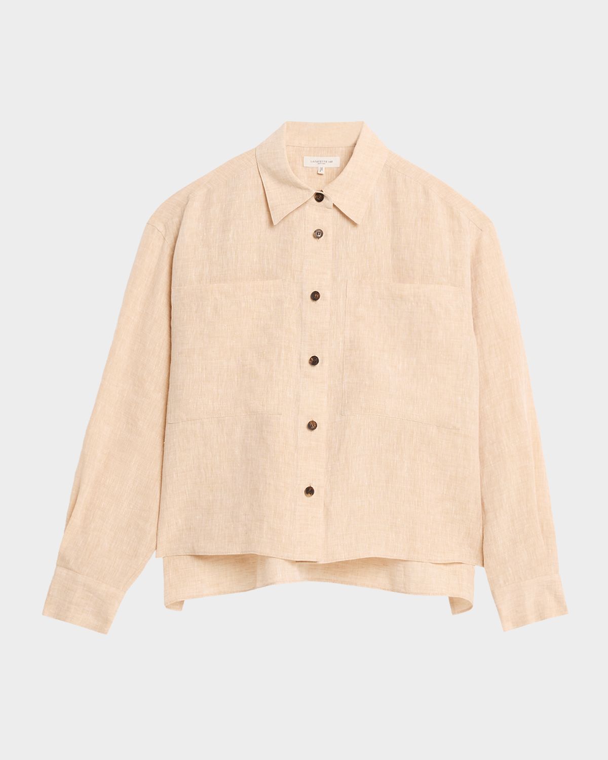 Lafayette 148 New York Cropped Organic Linen Boyfriend Shirt