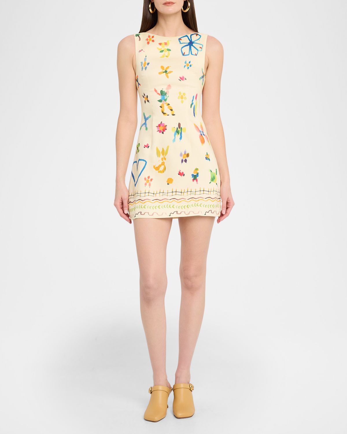 ALEMAIS Sidi Sleeveless Floral Linen-Blend Mini Dress