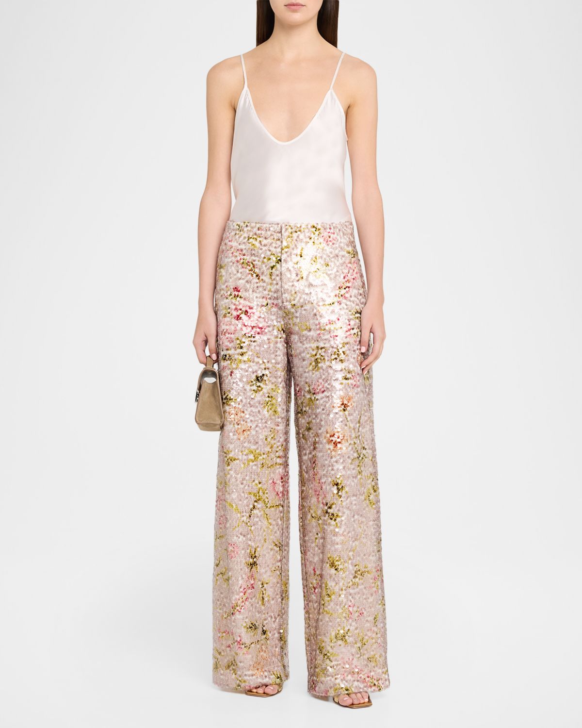 Alberta Ferretti High-Rise Pleated Silk Wide-Leg Trousers