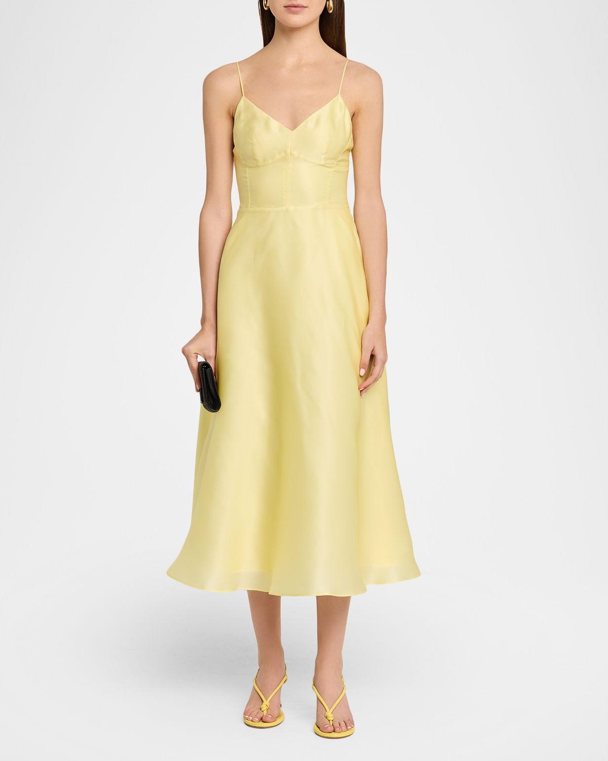 Alberta Ferretti Sleeveless Silk Organza Midi Dress