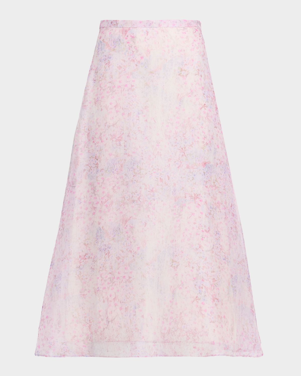 Alberta Ferretti Floral-Print Silk Organza Skirt