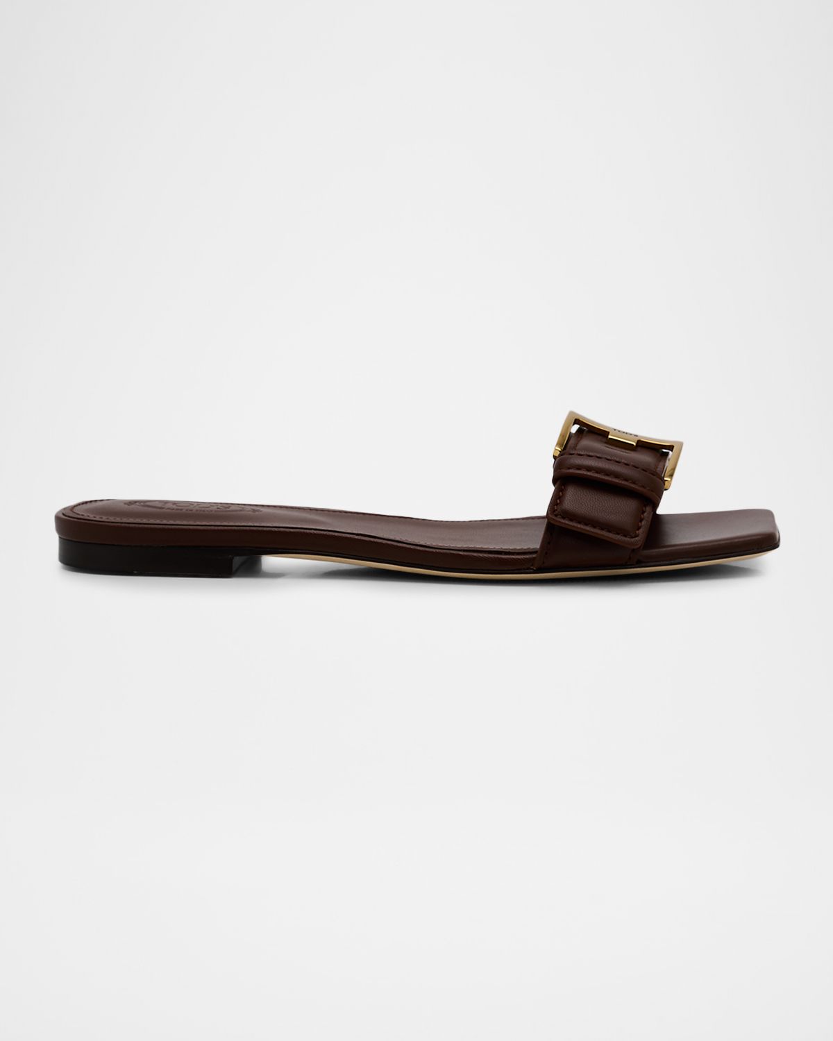 Tod 's Buckle Nappa Leather Flat Slide Sandals