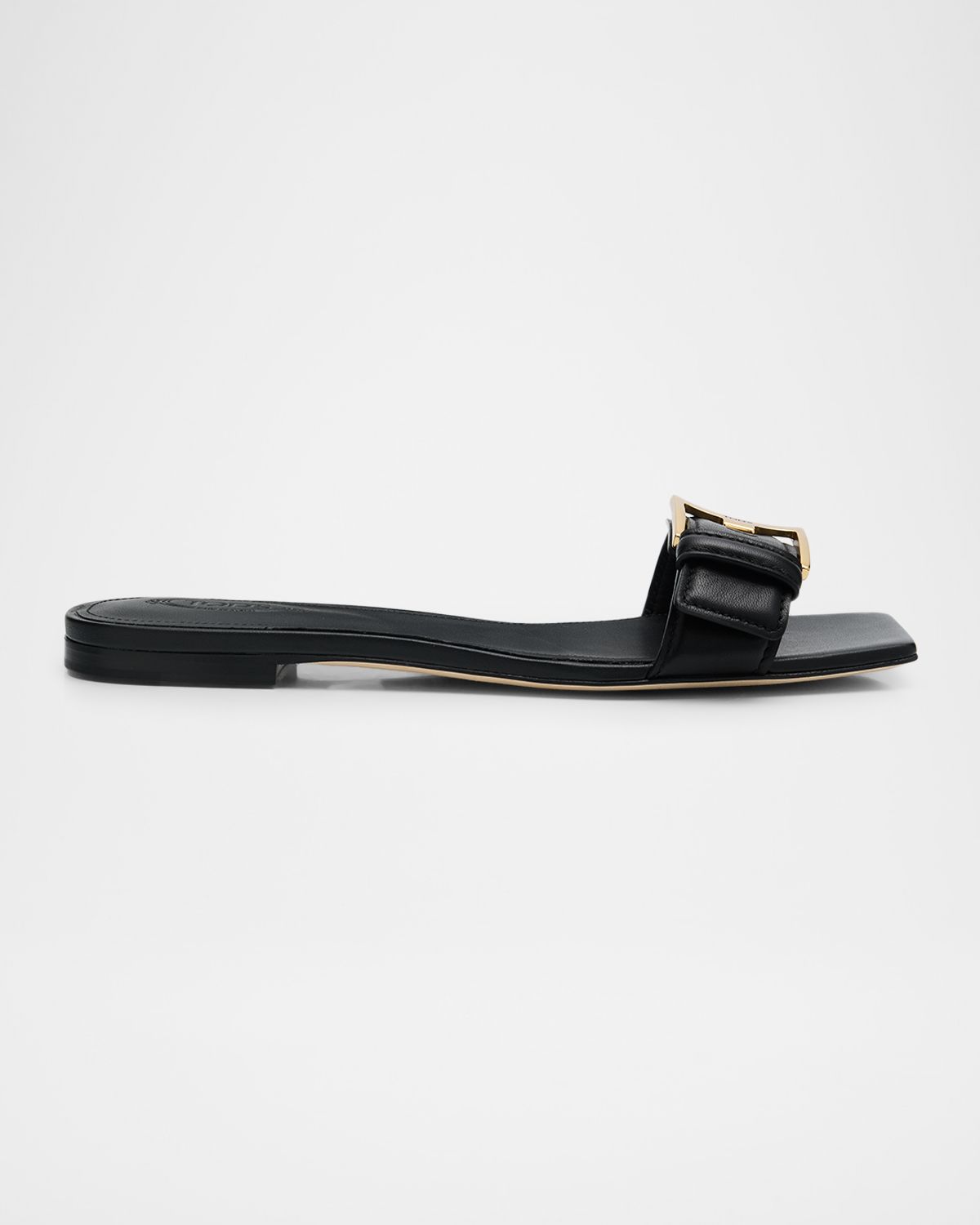 Tod 's Buckle Nappa Leather Flat Slide Sandals