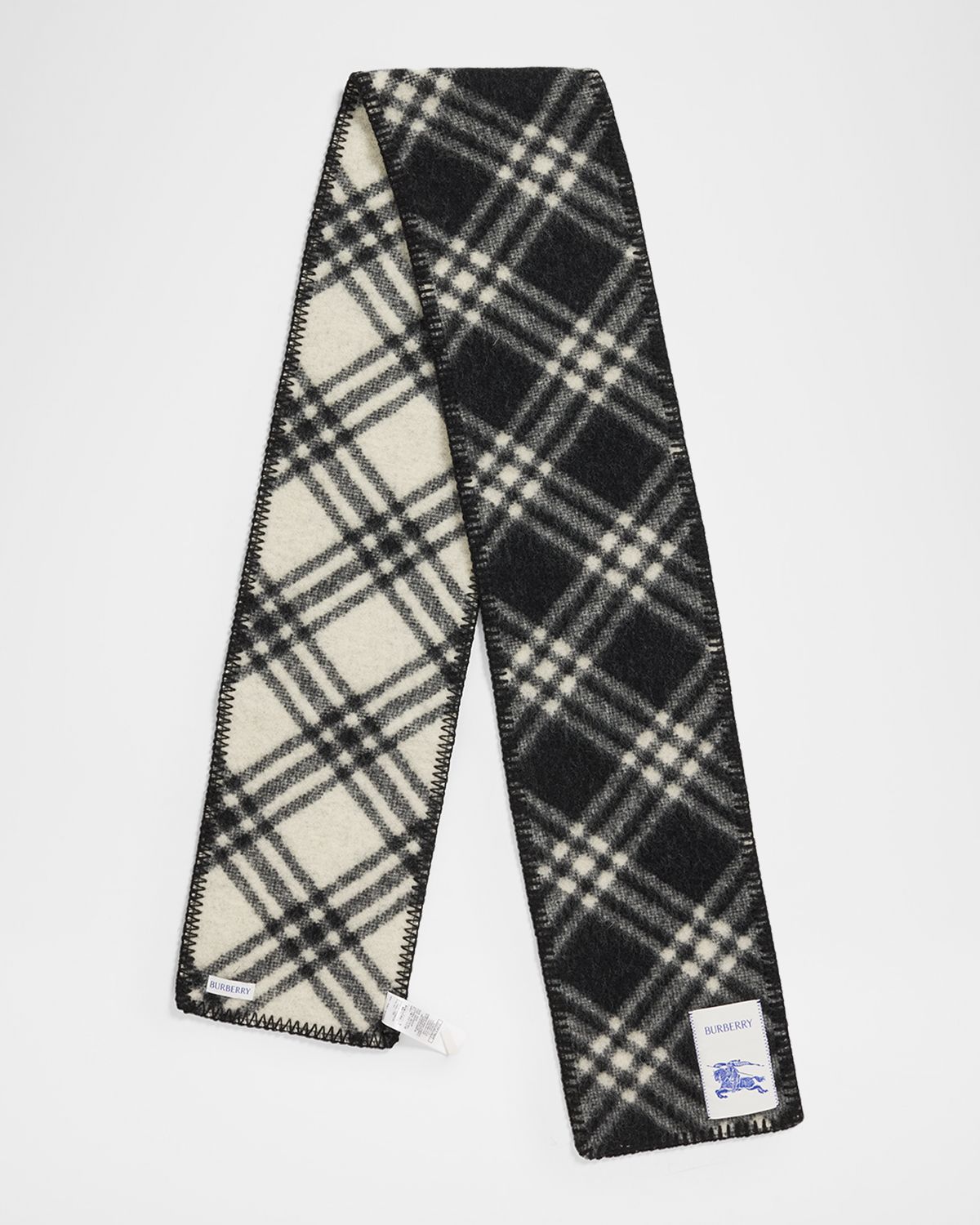 Burberry Men 's Narrow Check Wool Scarf