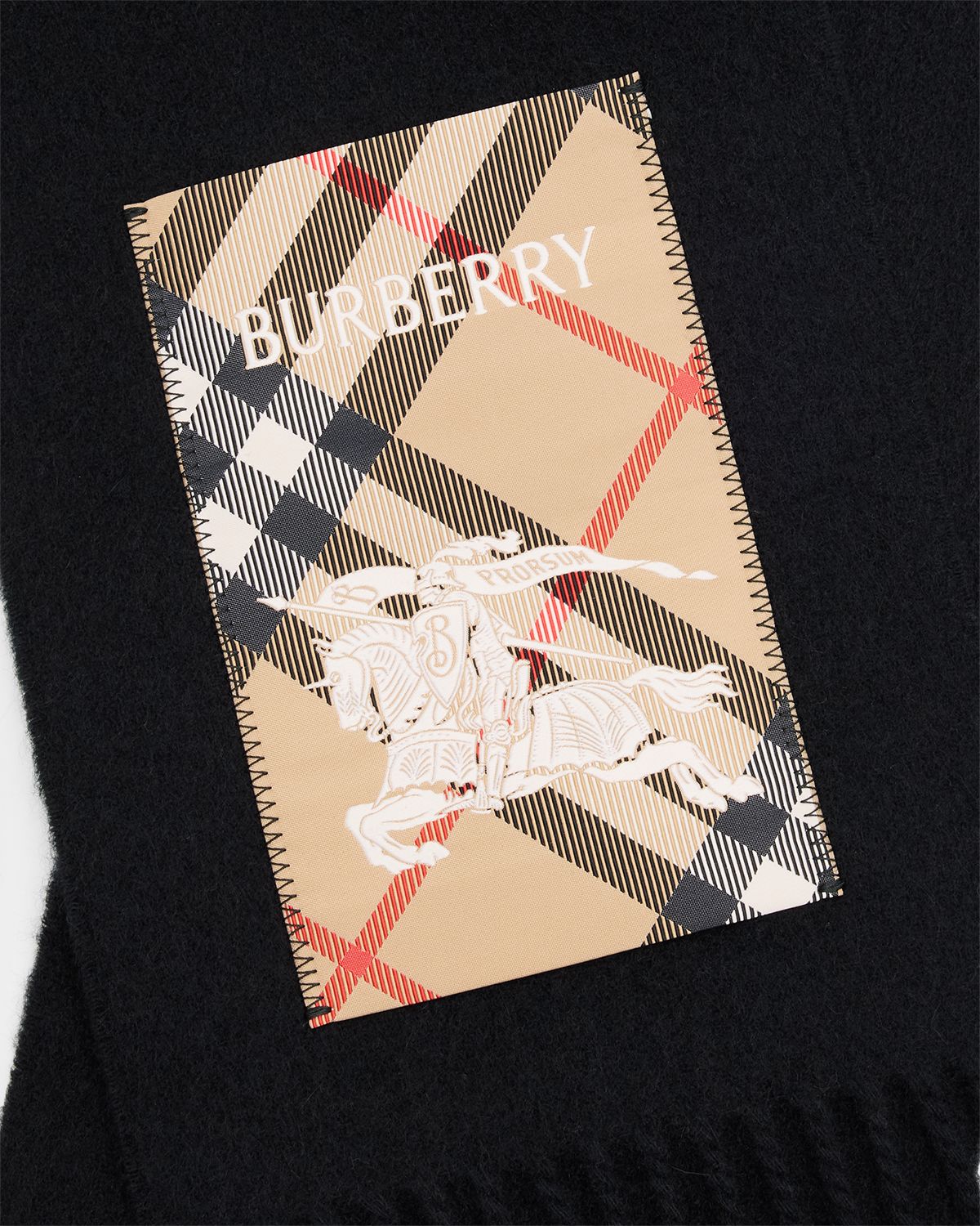 Burberry Men 's Check Label Cashmere Scarf