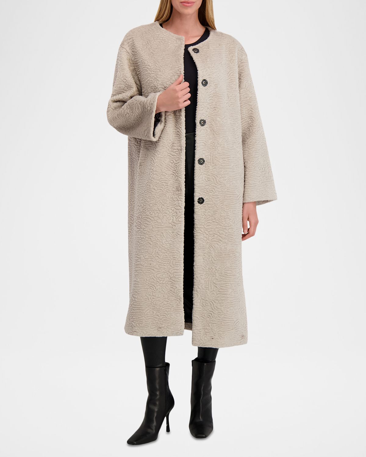 Lyla Grant Fur-Free Textured Faux Shearling Coat | Thumbnail 3