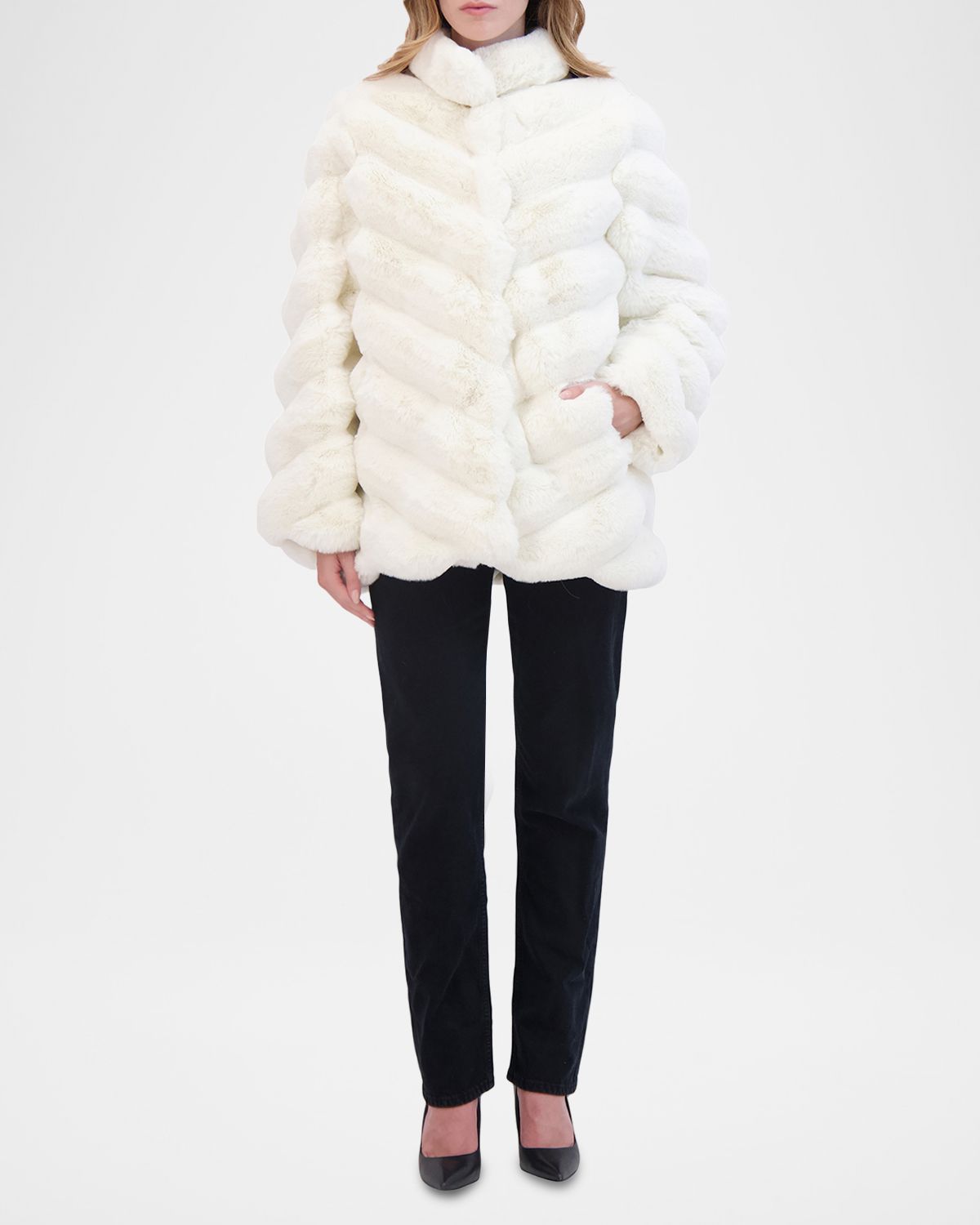 Lyla Grant Fur-Free Chevron Faux Chinchilla Coat | Thumbnail 4 Lyla Grant Fur-Free Chevron Faux Chinchilla Coat | Thumbnail 4