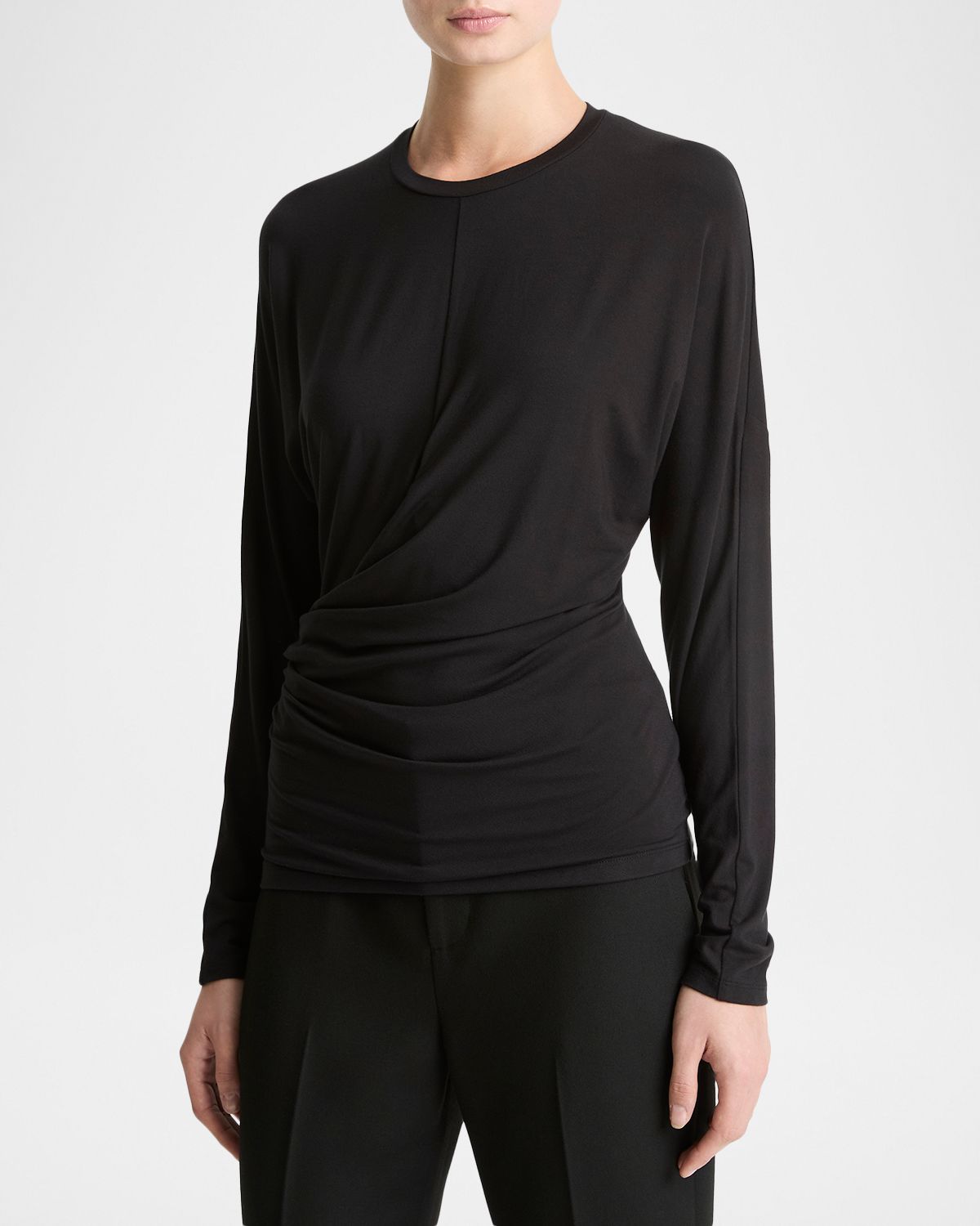Vince Fixed-Drape Long-Sleeve Blouse