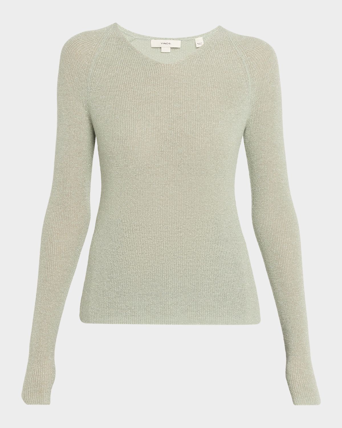 Vince Metallic High-V Knit Top | Thumbnail 6