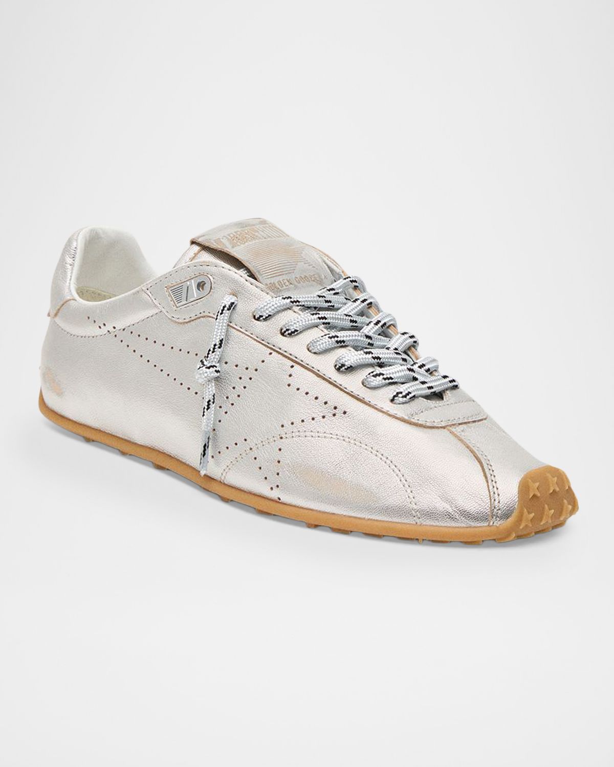 Golden Goose Men 's Marathon Speed Metallic Leather Low-Top Sneakers | Thumbnail 9 Golden Goose Men 's Marathon Speed Metallic Leather Low-Top Sneakers | Thumbnail 9