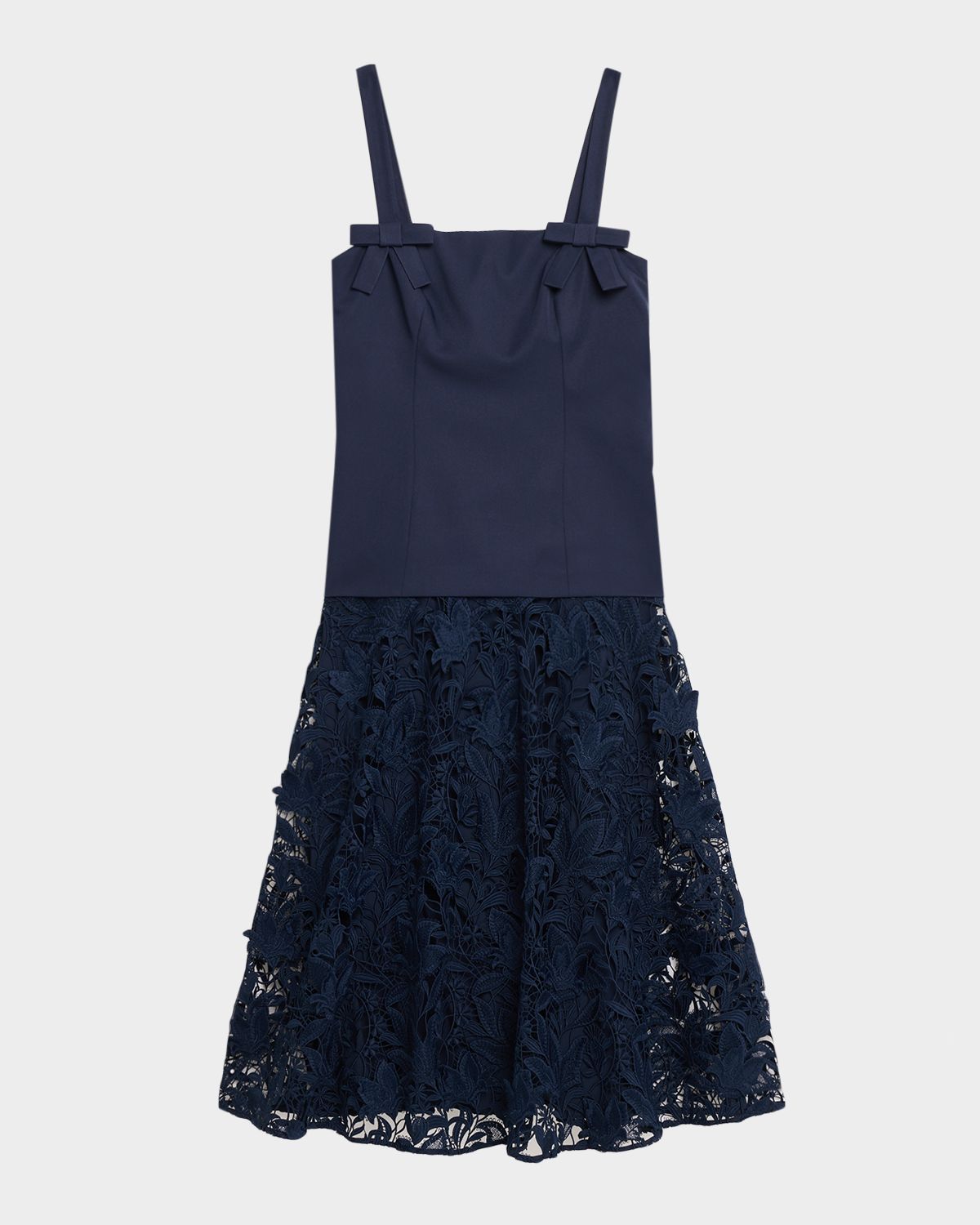 Badgley Mischka Sleeveless Lace-Skirt Midi Dress