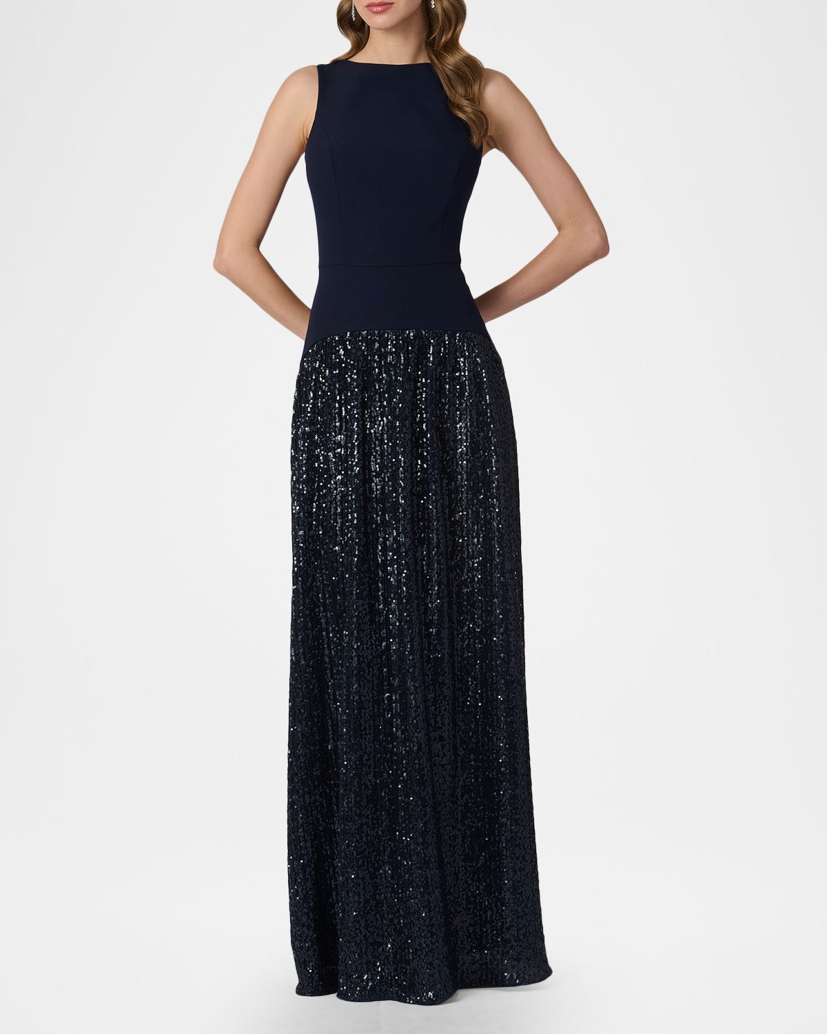 Shoshanna Dorothy Sleeveless Sequin Crepe Maxi Dress