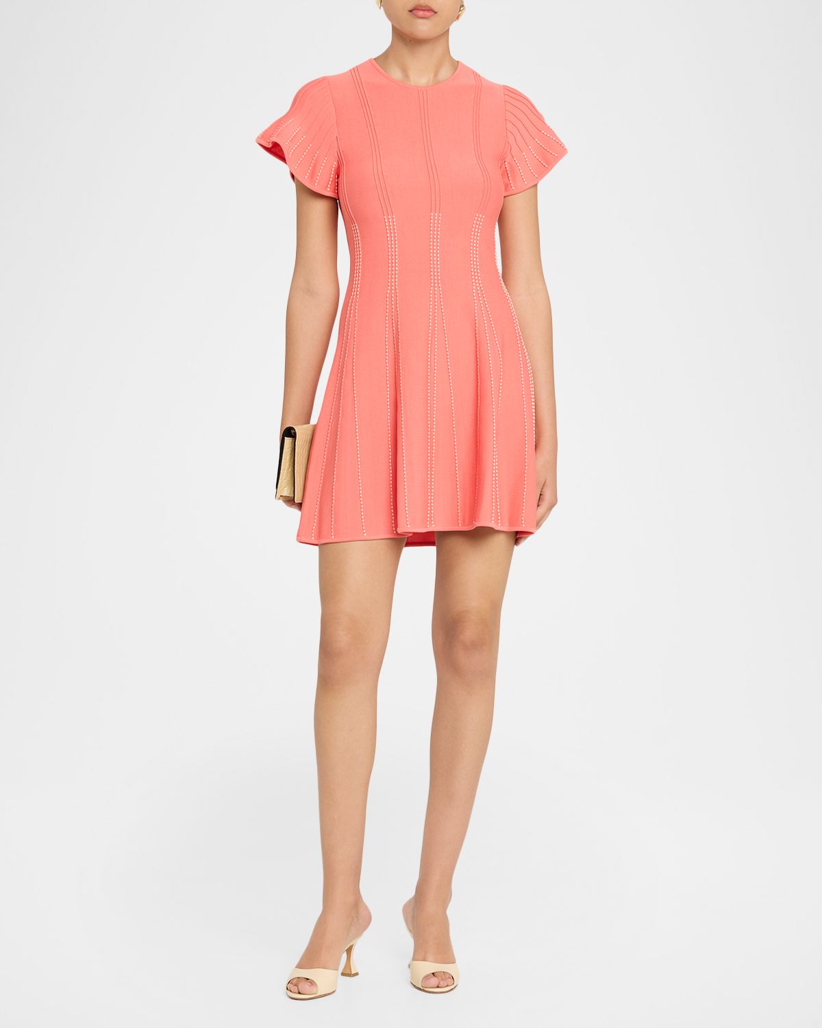 Shoshanna Maddy Dotted Flutter-Sleeve Mini Dress