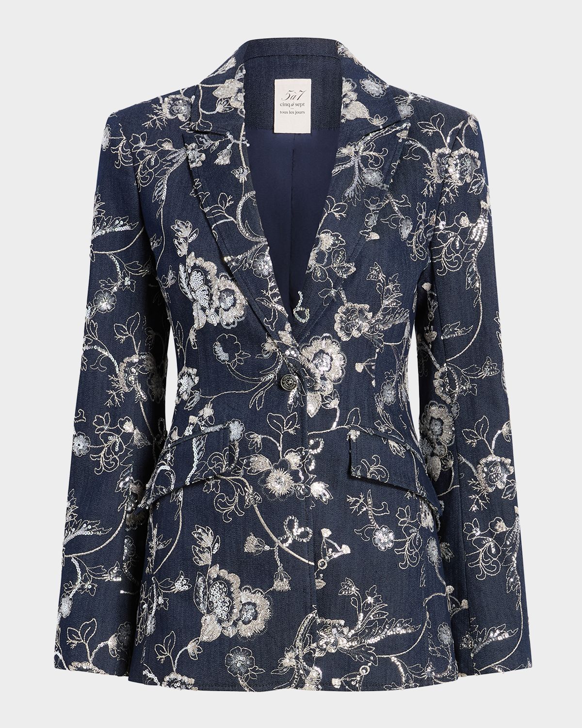 Cinq a Sept Garden Embroidered Single-Breasted Blazer