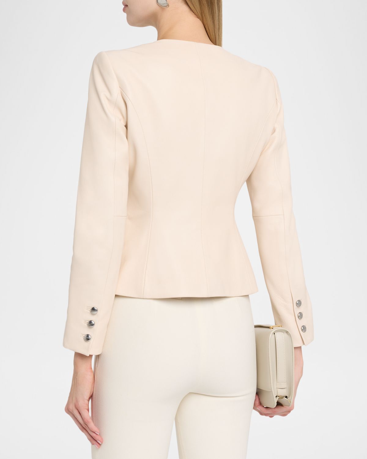 L 'Agence Mariella Collarless Leather Jacket | Thumbnail 3 L 'Agence Mariella Collarless Leather Jacket | Thumbnail 3