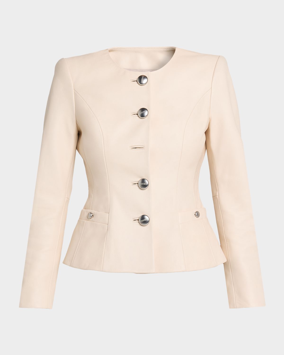 L 'Agence Mariella Collarless Leather Jacket