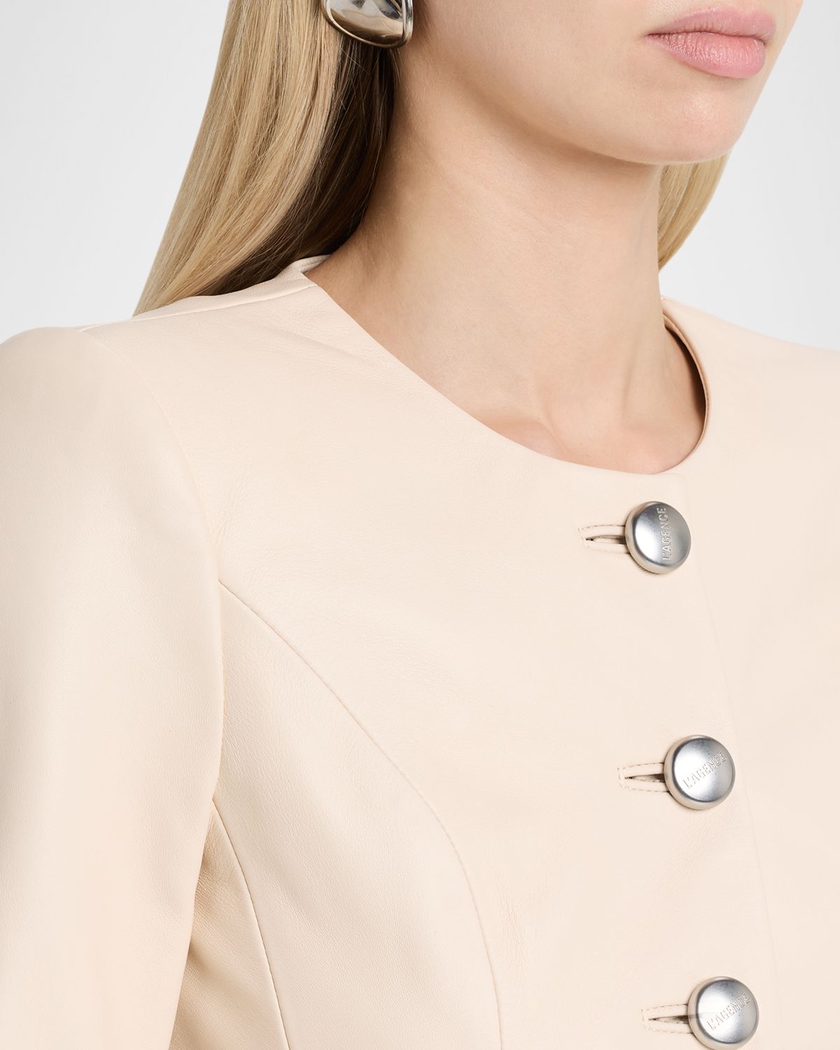 L 'Agence Mariella Collarless Leather Jacket | Thumbnail 5 L 'Agence Mariella Collarless Leather Jacket | Thumbnail 5