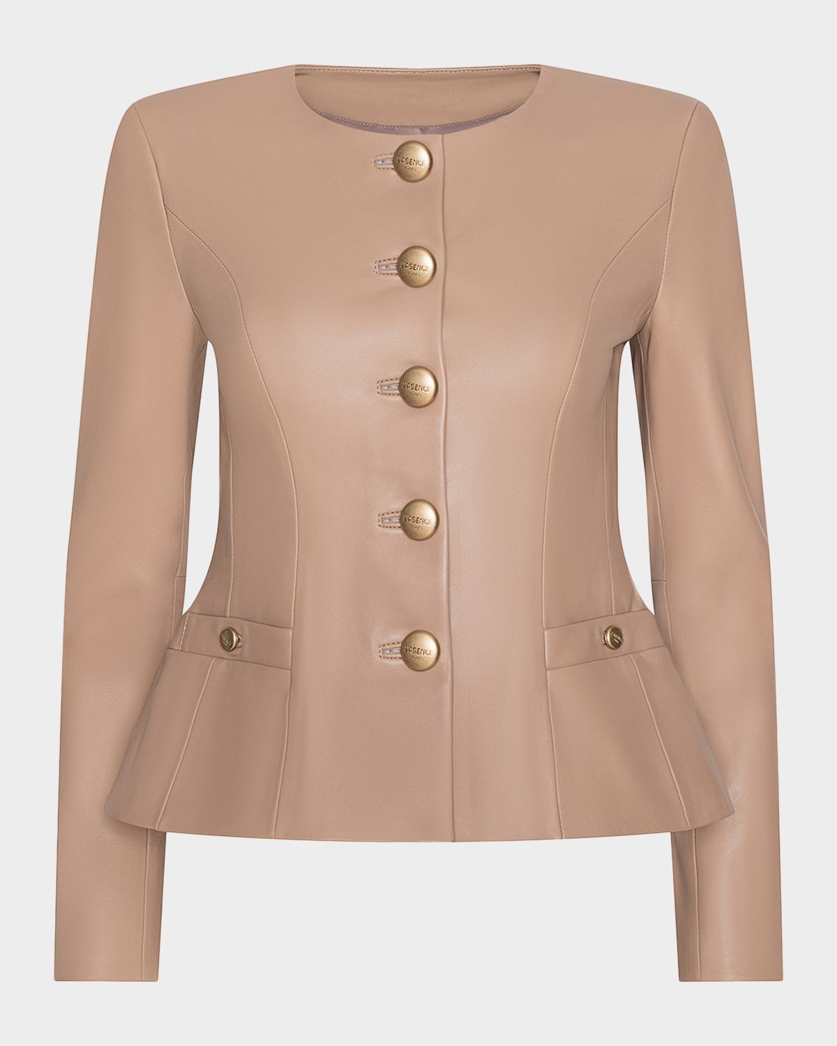 L 'Agence Mariella Collarless Leather Jacket