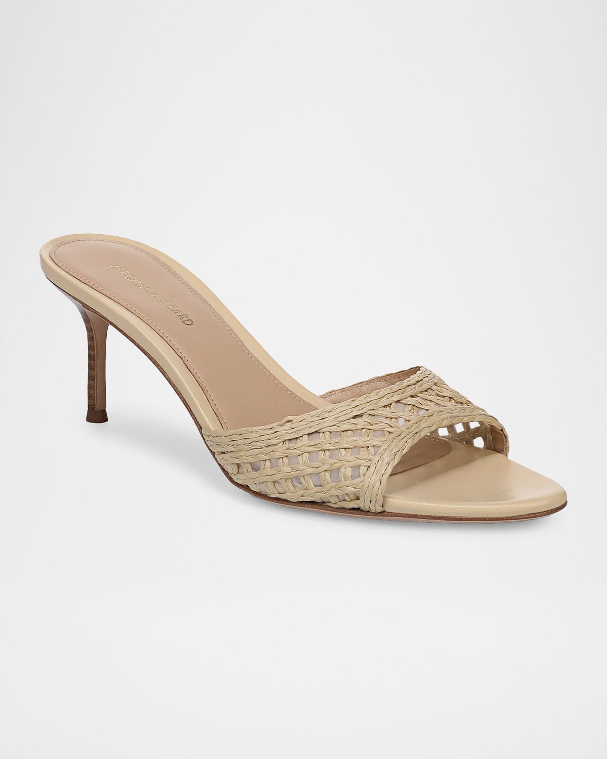 Veronica Beard 6mm Tia Lattice Raffia Mid-Heel Sandals