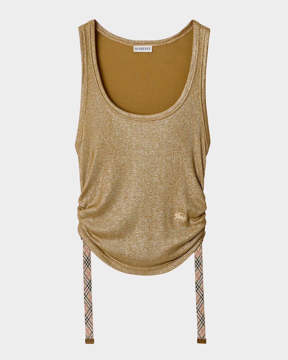 Burberry Tiana Ruched Metallic Rib Tank Top