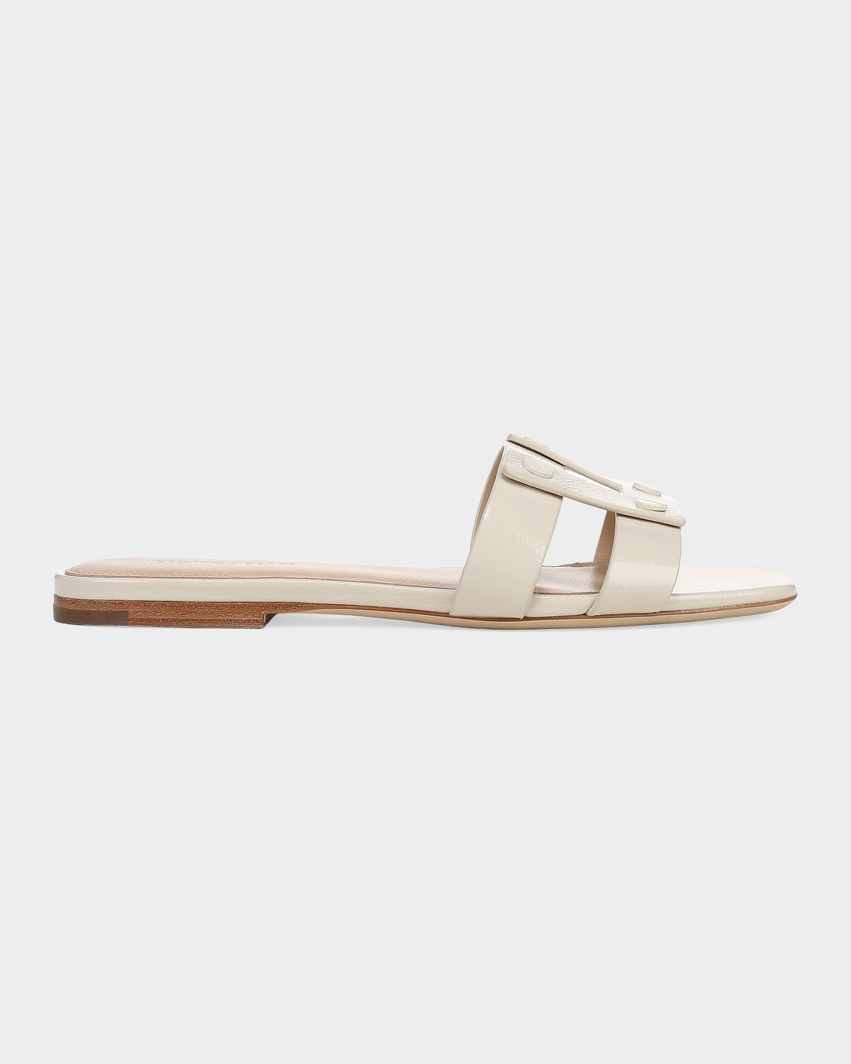 Veronica Beard Via Patent Leather Flat Slide Sandals