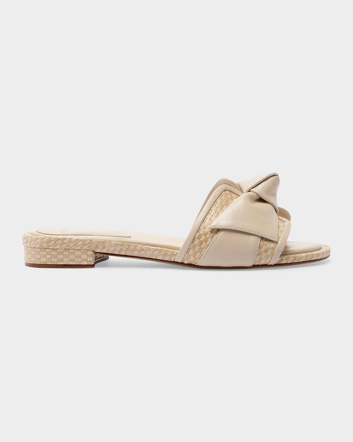 Alexandre Birman Maxi Clarita Leather-Raffia Flats