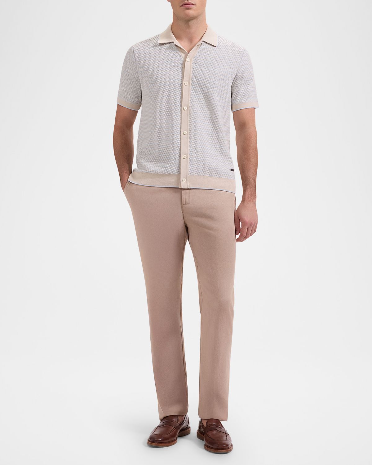 Bugatchi Men 's Two-Tone Honeycomb Button-Front Sweater | Thumbnail 6