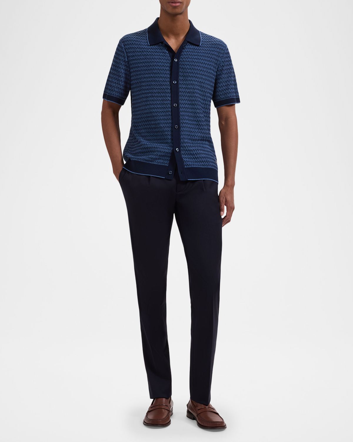 Bugatchi Men 's Two-Tone Honeycomb Button-Front Sweater