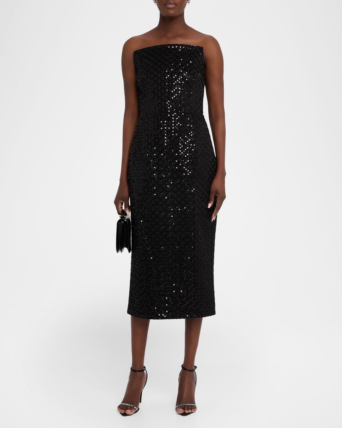REBECCA VALLANCE Neve Strapless Beaded Bodycon Midi Dress