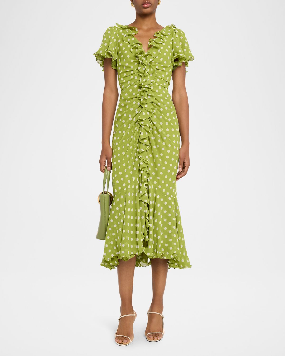 Cinq a Sept Camille Polka Dot Ruffled Midi Dress