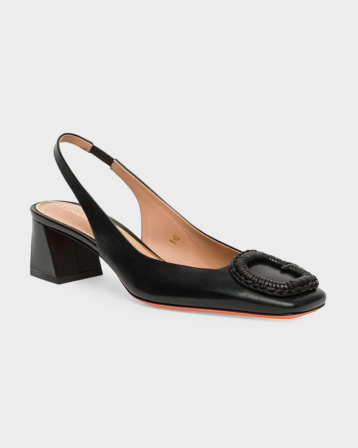 Santoni 50mm Corolle Leather Slingback Buckle Pumps