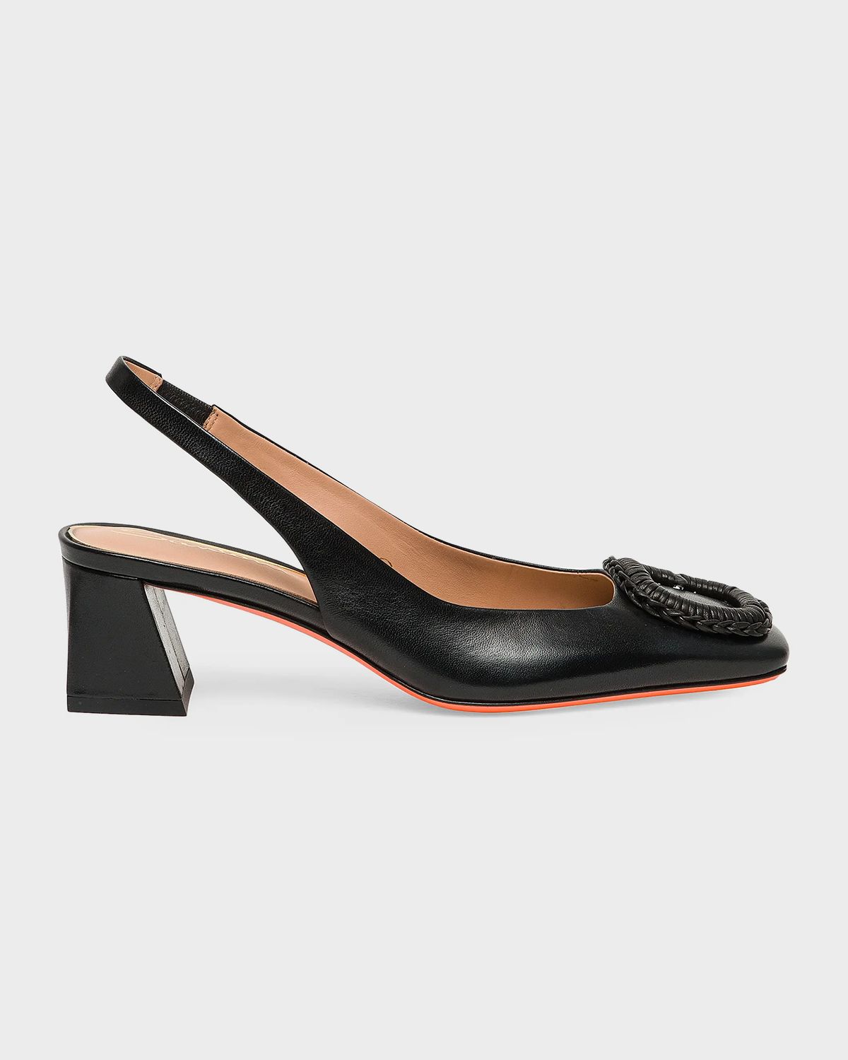 Santoni 50mm Corolle Leather Slingback Buckle Pumps